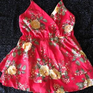 Purple Snow | Red Floral Romper.